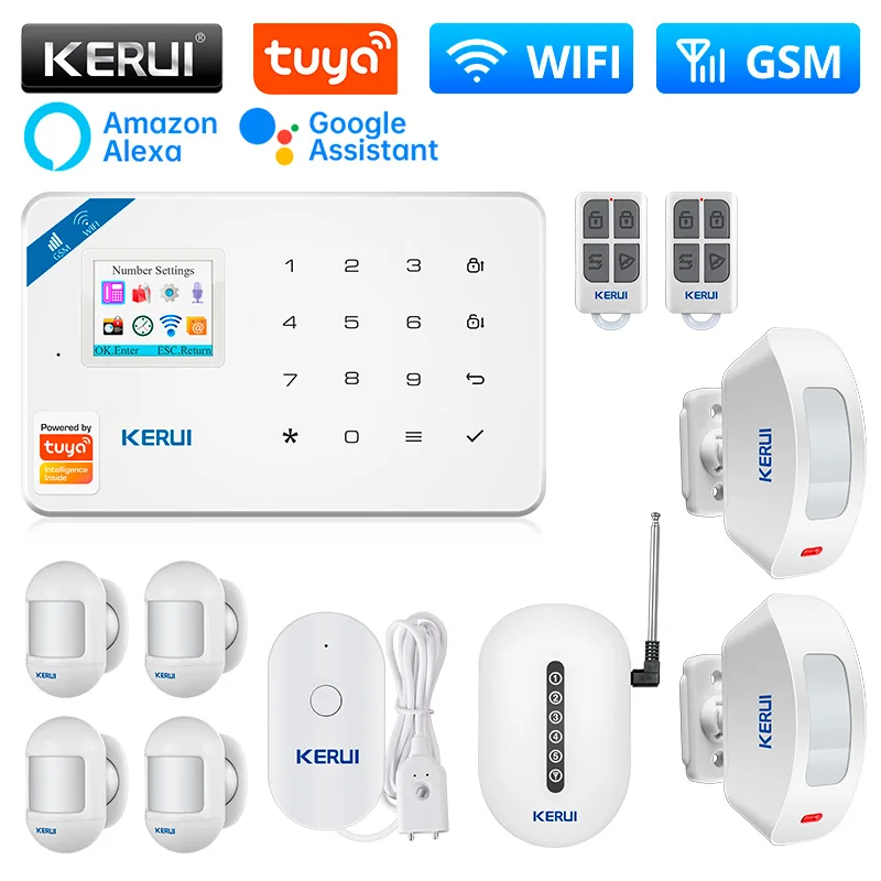 

KERUI W181 Alarm Kit WIFI GSM Alarm System for Home Wireless Alarm Support Alexa Tuya Smart APP Control with Motion Door Sensor