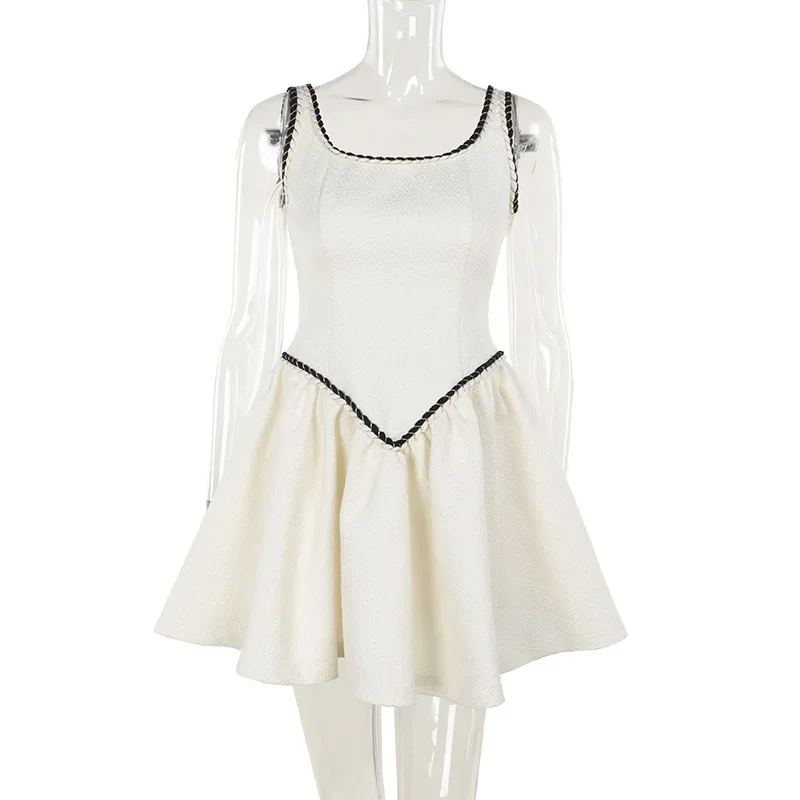 TRAUXY-Chic Slim Suspender Vestido Feminino, Mini Vestidos Linha A Sem Mangas, Cor Splice, Elegante Roupas de Clube de Festa, Feminino