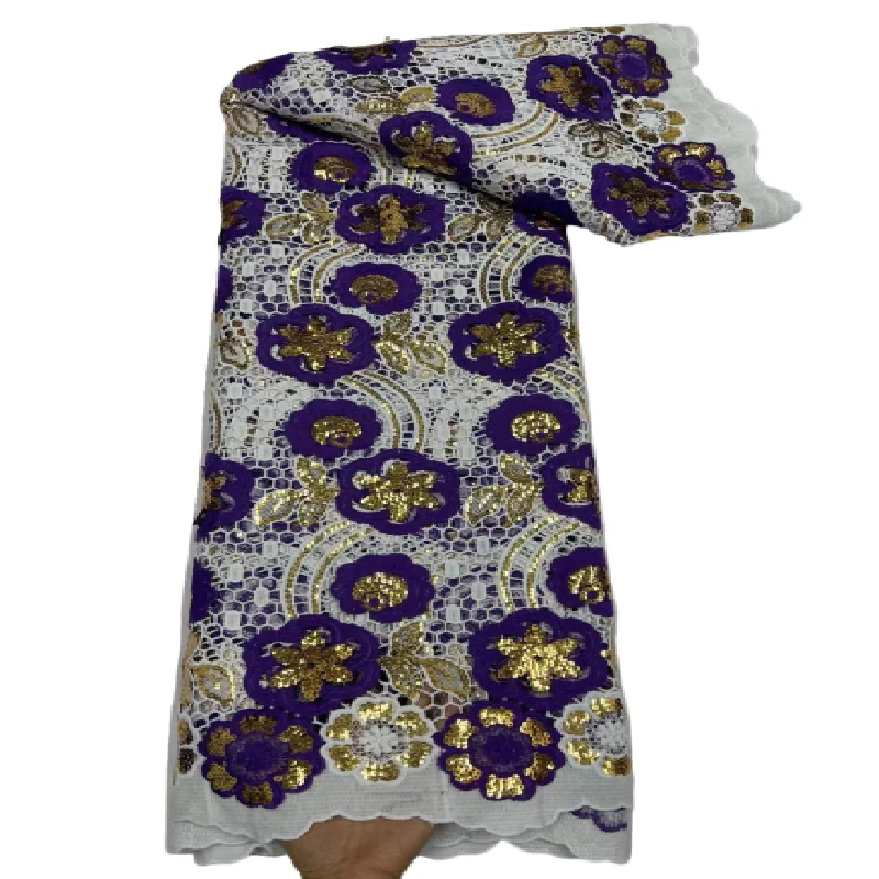 

Royal blue African Lace Fabric 2023 High Quality Lace Nigerian Sequin Lace Fabric French Milk Silk Fabric For Wedding Dress