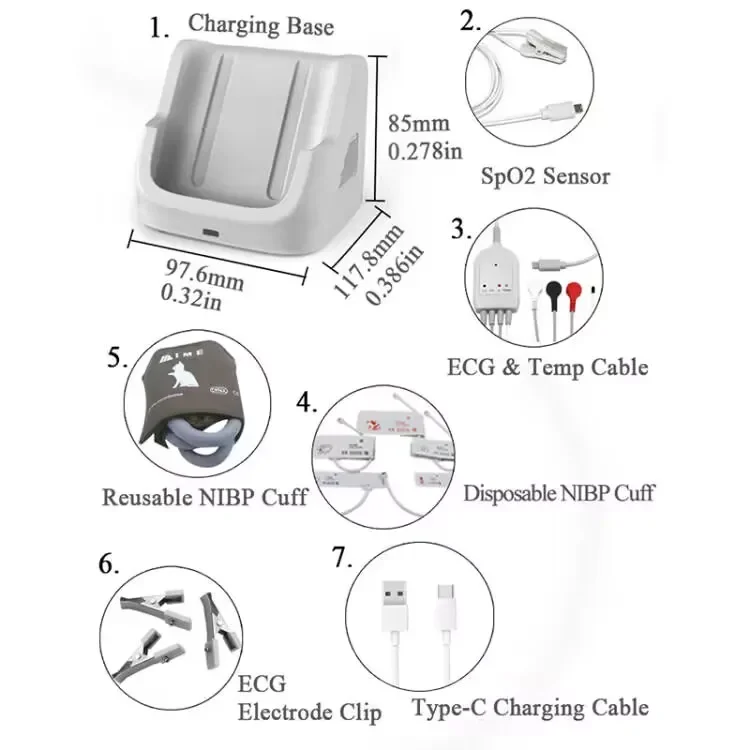 Veterinary Monitor AM6200 Pet Cat Dog Monitor With Bluetooth APP Ecg Hr Nibp Spo2 Pr Temp Multi-parameter Oximeter Health Care