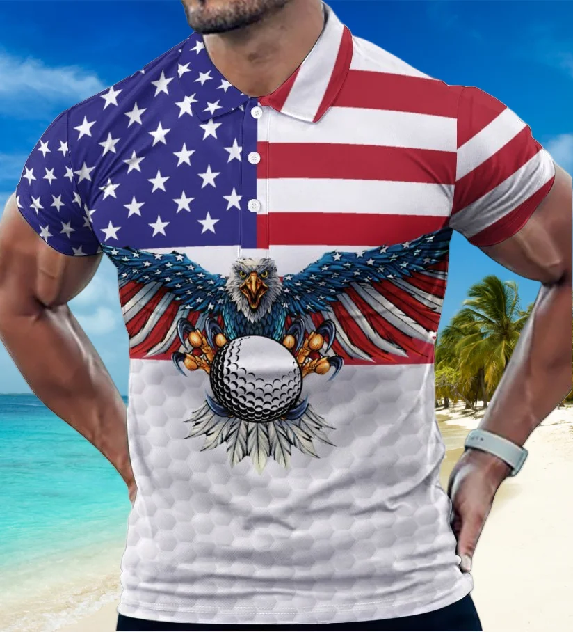 قميص بولو بياقة مطبوعة ثلاثية الأبعاد، بلوفر رجالي بأكمام قصيرة، مقاس كبير، ملابس رياضية كاجوال، موضة الصيف، مريح للتنفس