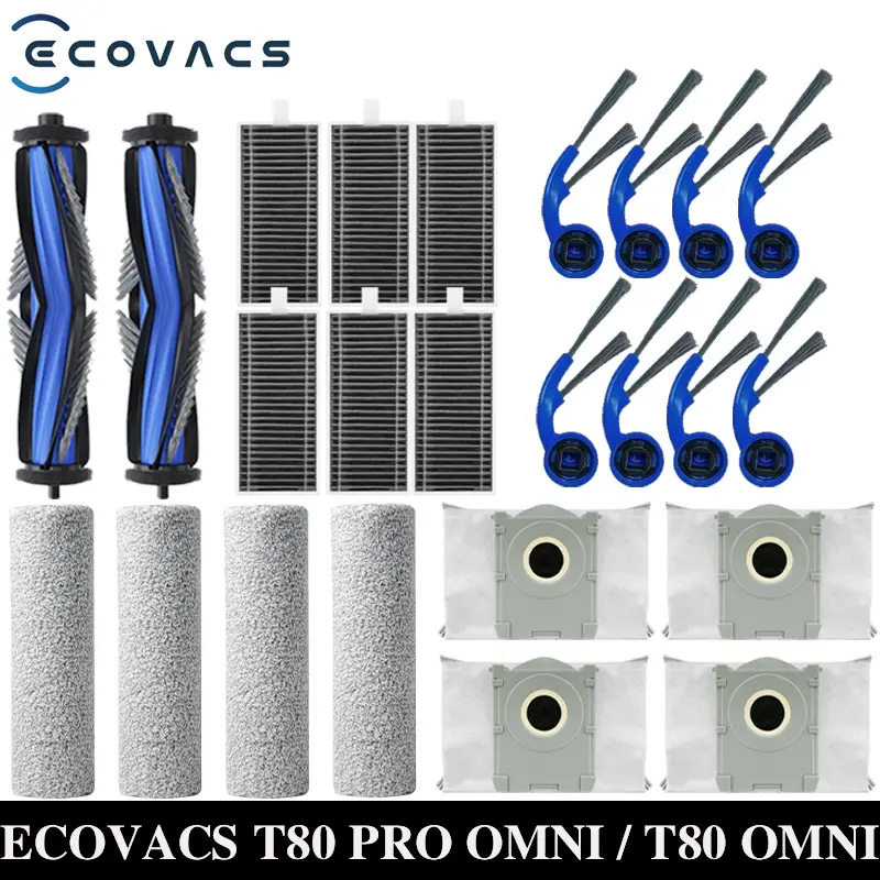 ECOVACS T80 PRO OMNI / T80 OMNI Vacuums Cleaner Main Roller Mop Cloth Side Brush Dust Bag HEPA Filter  Replacement Accessories