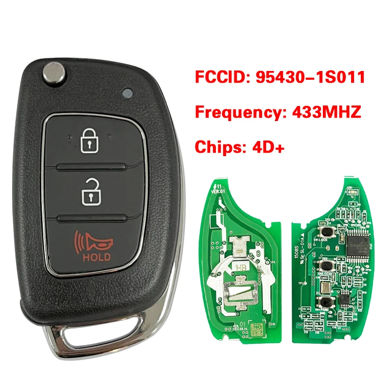 CN020065 Original PCB 3 Button Filp Key For Hyundai HB20 Replacement Car Remote PN 95430-1S011 / 1S001 OKA-866T 4D60 80BIT Chip