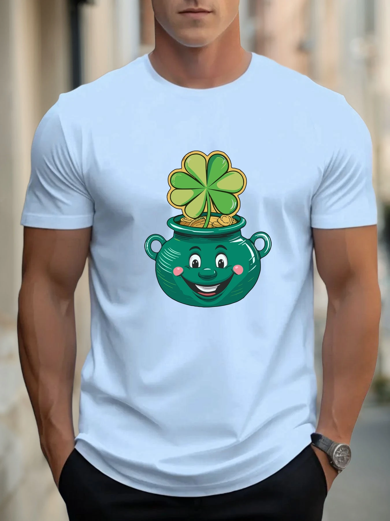 تي شيرت للرجال وعاء البرسيم 100 ٪ قطن طباعة الجرافيك الصيف جولة الرقبة تي شيرت كاجوال تنفس Streetstyle ديلي كول تي شيرت