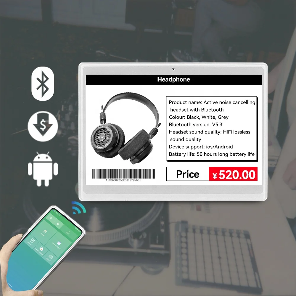 

Custom Price Tags With Logo Smart Price Tag For Supermarket 7.5" Electronic Shelf Label BLE