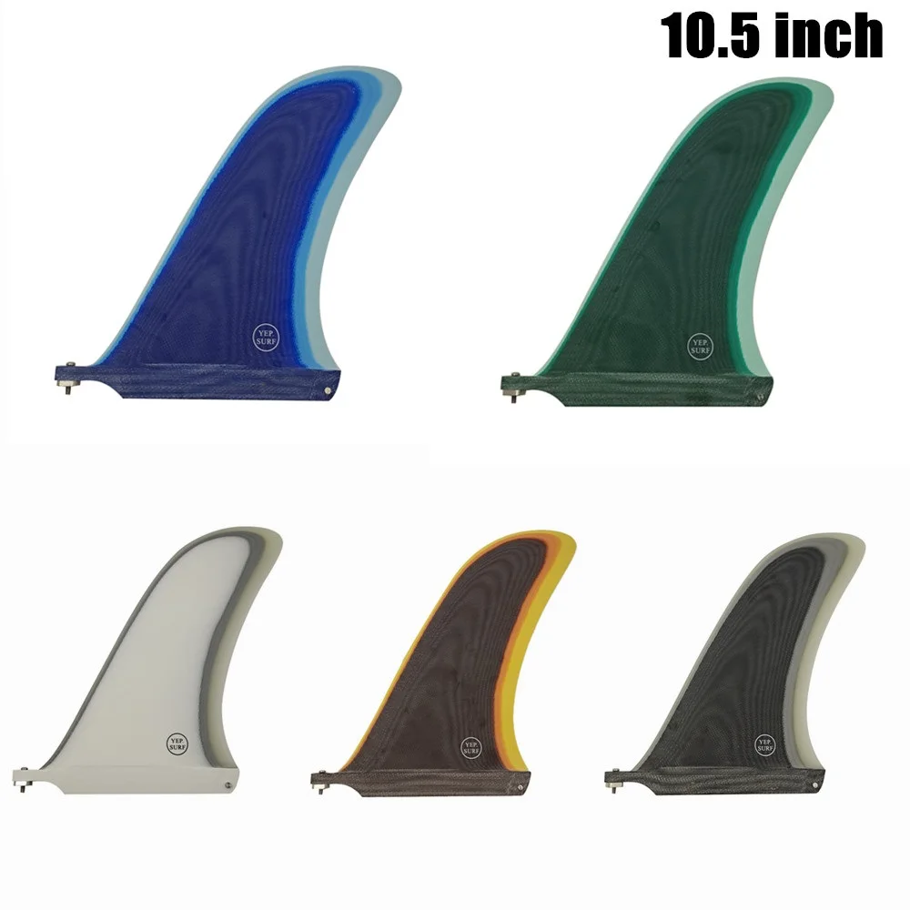 10.5inch Longboard Fin Center Fin For Sup Surfing Single Fin Muliticolor padleboard Accessories Central Quilla Fiberglass Quilla