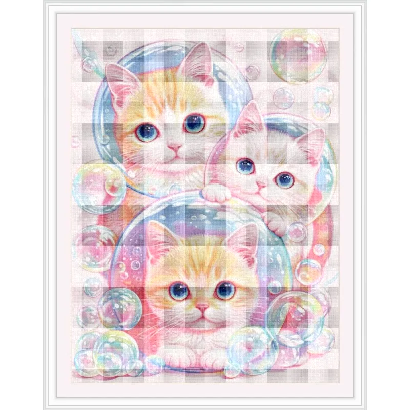 

Cute Cats 14CT 16CT Printed On Canvas Cross Stitch DIY Set Chinese Pattern Kit Home Needlework Embroidery 79 Colors