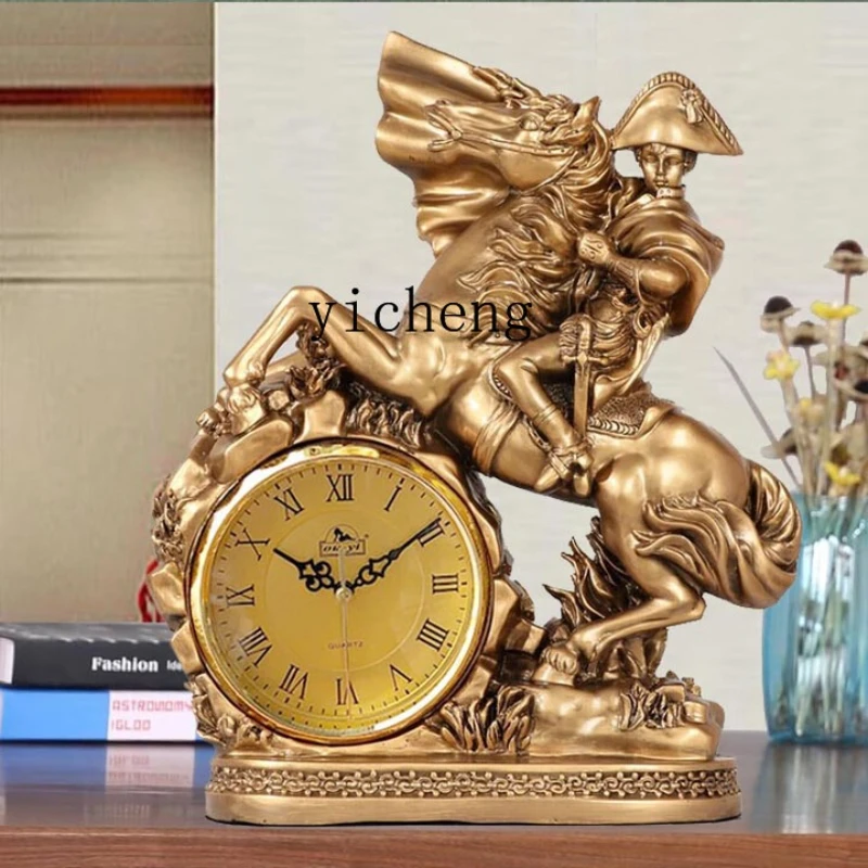 

ZC Living Room Table Clock Craft Pegasus Clock Simple Modern European Antique Table Clock Creative Retro
