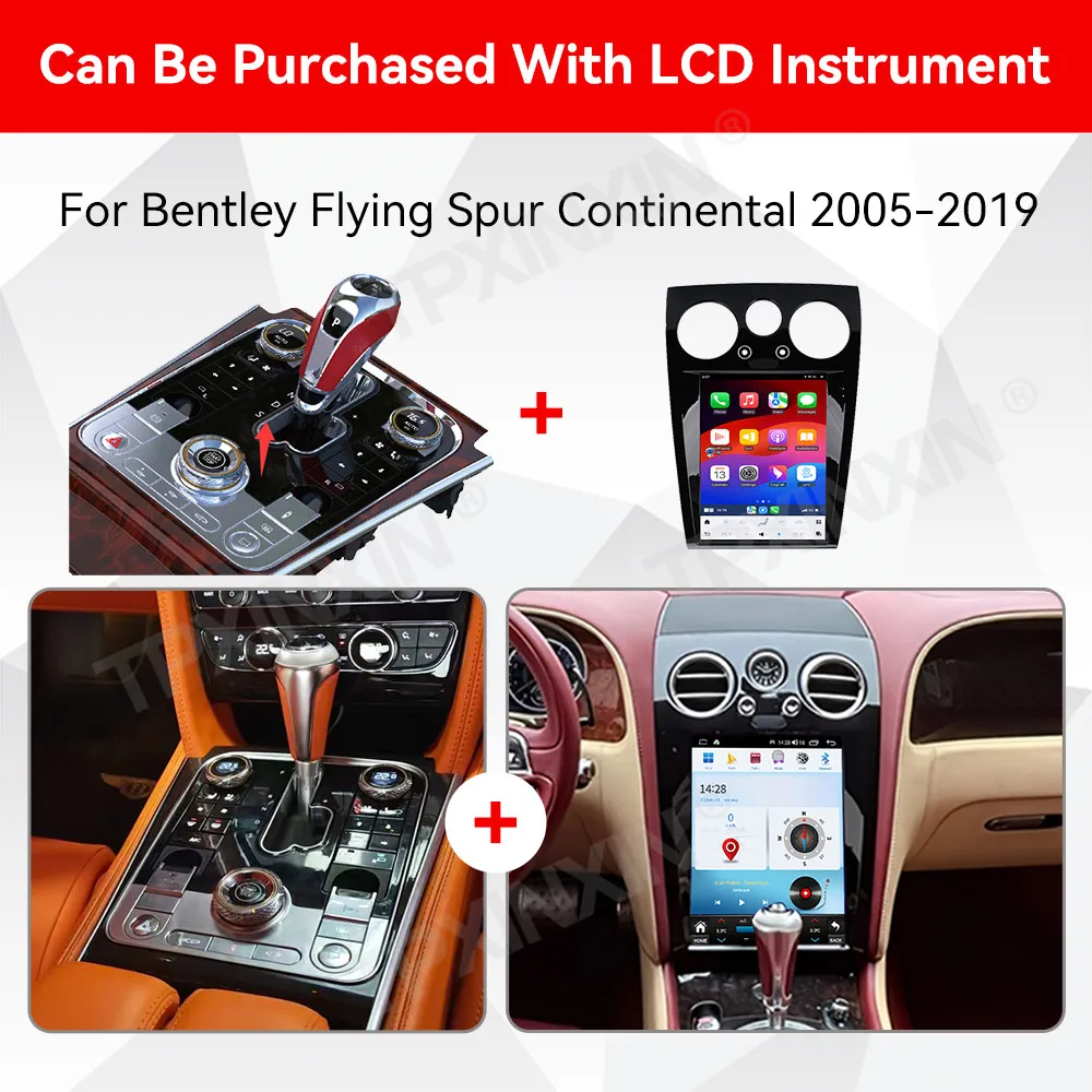 Car Saddle For Bentley Continental Flying Spur 2005-2013 / Flying Spur 2013-2019 Shifter + Android Navigation Multimedia Player