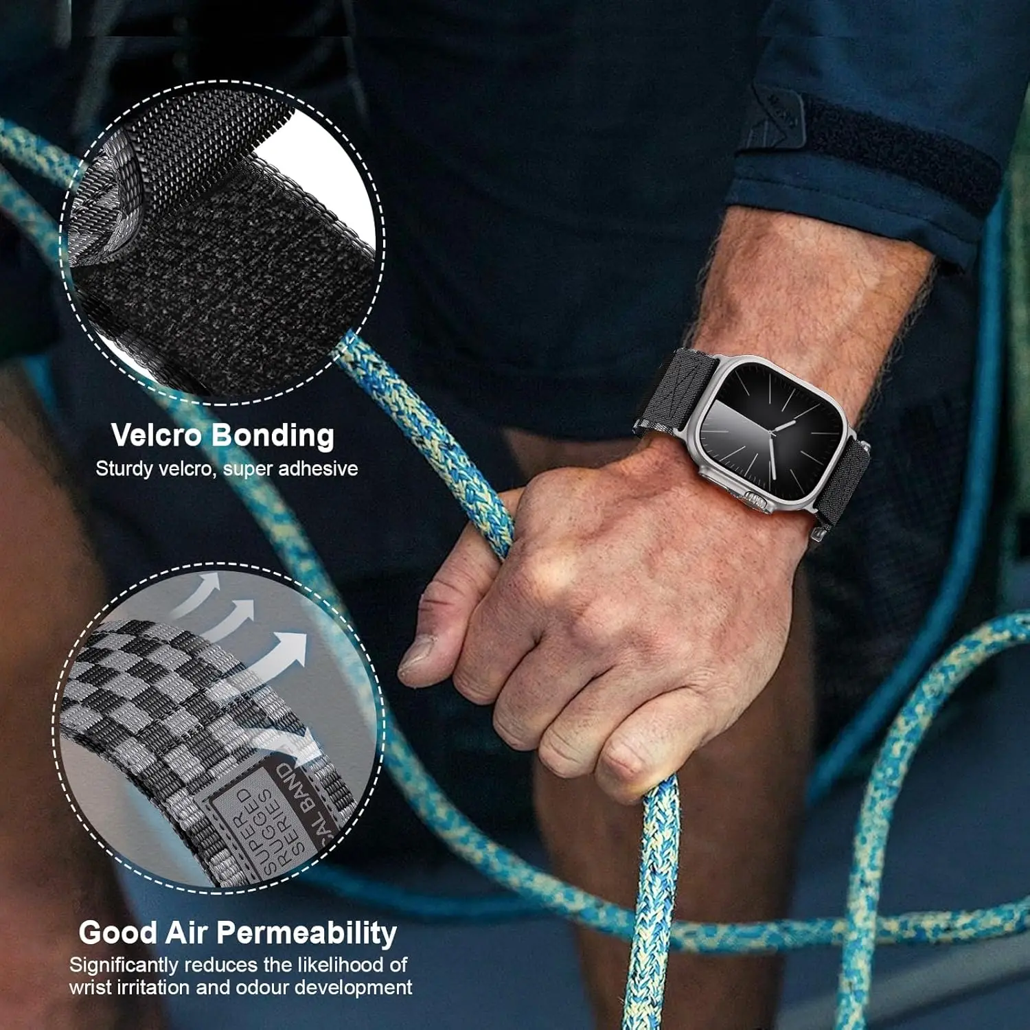 Super wytrzymały nylonowy pasek do zegarka Apple Watch Ultra2 49 mm 45 mm 44 mm 42 mm, do zegarka Apple Watch Ultra Band 9 8 7 6 5 4 3 SE Ultra2