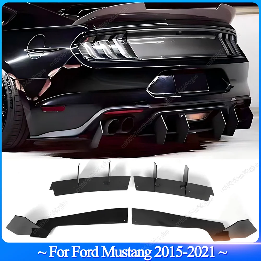 

For Ford Mustang 2015 2016 2017 2018 2019 2020 2021 Car Rear Bumper Lip Diffuser Splitter Bodykits Tuning ABS Gloss Black
