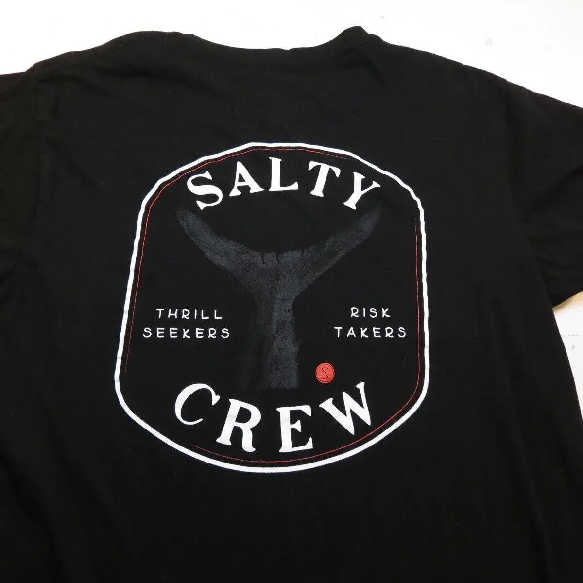 SALTY CREW THRILL SEEKERS RISK TAKERS FISH FISHING TEE T SHIRT Mens M Black