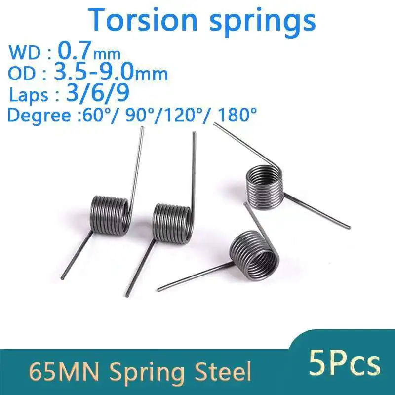 Wire Diameter: 0.7mm  Premium 65Mn Steel V-Shaped Torsion Spring - Accurate Torque, Durable, Anti-Fatigue, Various Sizes Offered