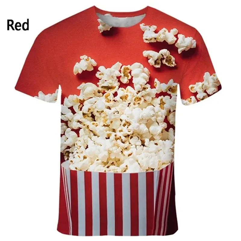 

New Fashion Popcorn 3D Printed Funny T Shirts Men's And Women's Clothing Summer Short Sleeve T-Shirt Unisex Streetwear Tops Tees