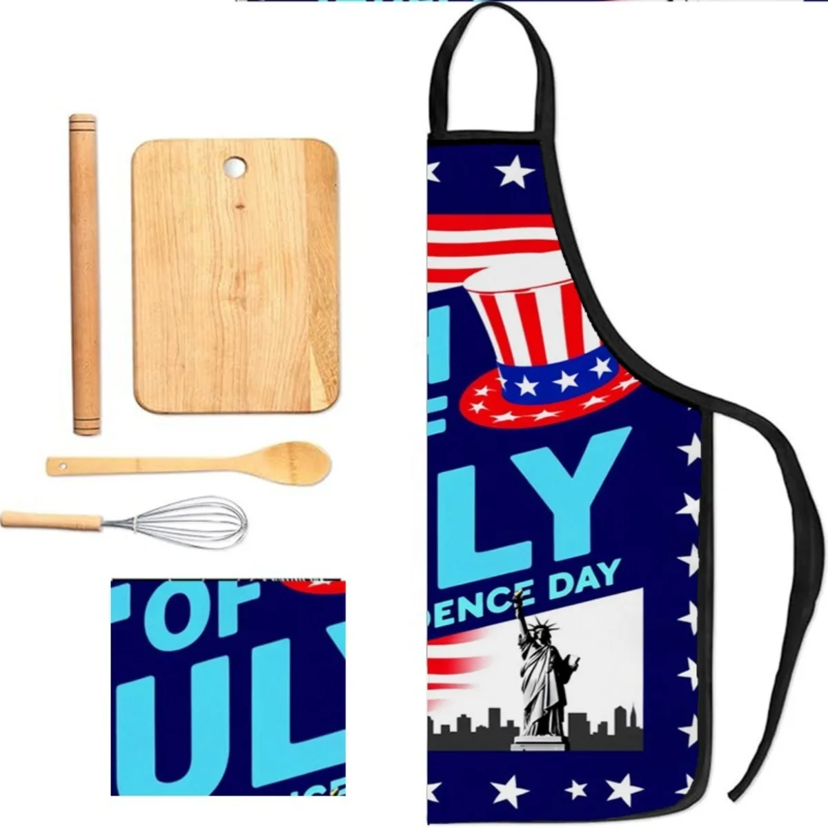 7/4 Patriotic Kitchen Apron, Featuring Uncle Sam, Perfect for Independence Day Celebrations, with a Stars And Stripes Design, Un