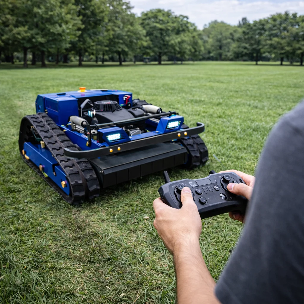 

Customized New Upgrade High Power Lawn Mower - High Quality Rubber Crawler Self-propelled Remote Control Factory Direct