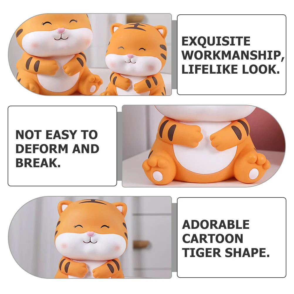 

Tiger Shaped Piggy Bank Kids Saving Pot Bright Colors Desk Decoration Home Adornment Children Room Vinyl Jar Durable Non Fading
