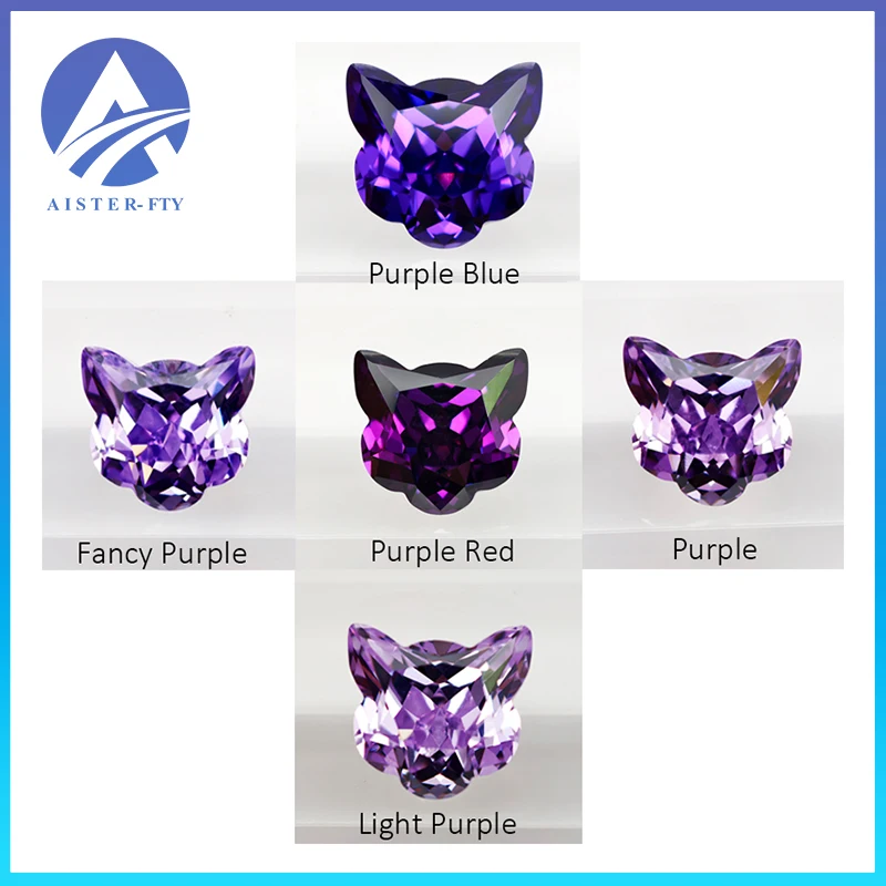 

NEW AAAAA+ Purple/Light Purple/Purple Blue/Purple Red Colors Lucky Cat Cut Cubic Zirconia Gemstones Loose Gemsfor Jewelry Making