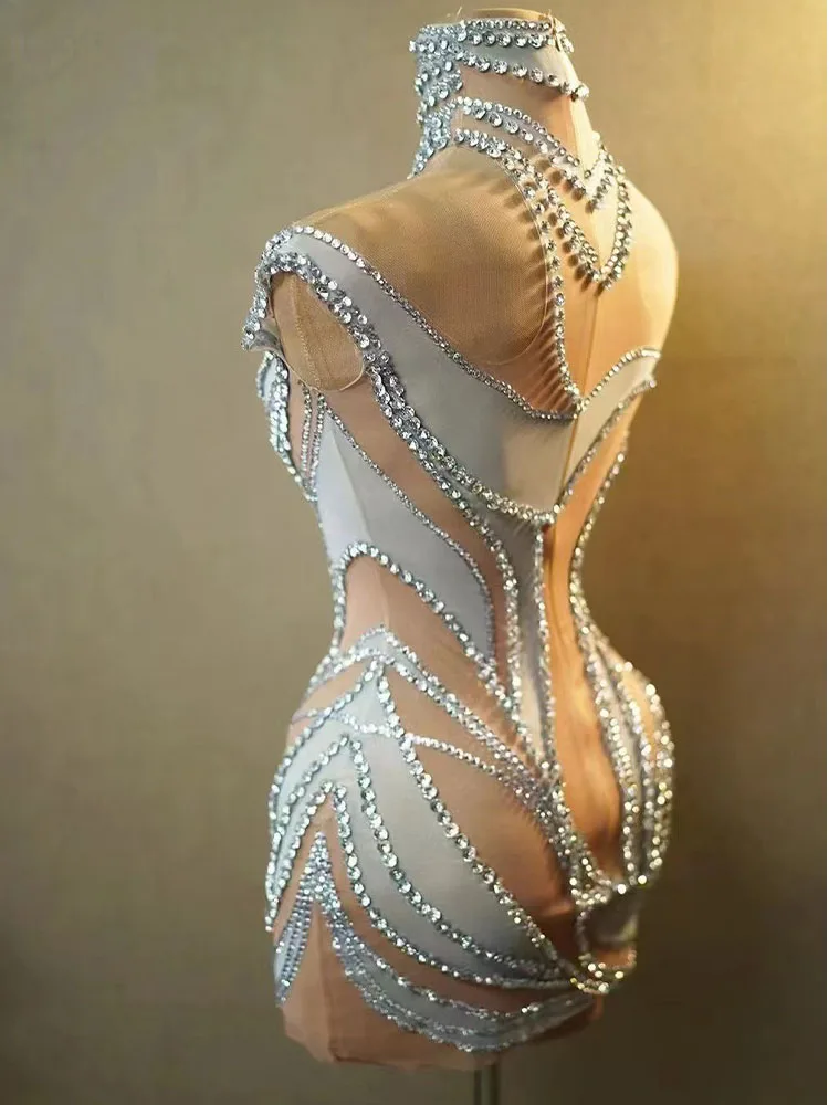 High Quality Hot Diamond Sexy Hanging Neck Elastic Wrap Buttocks Dress 2024 New Fashion Custom Women\'S Clothing