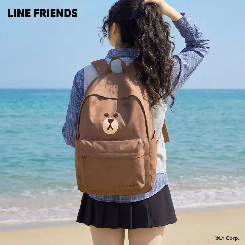 

LINE FRIENDS Brown Cony anime cartoon cute backpack kawaii for boys and girls couples laptop storage travel bag gift wholesale