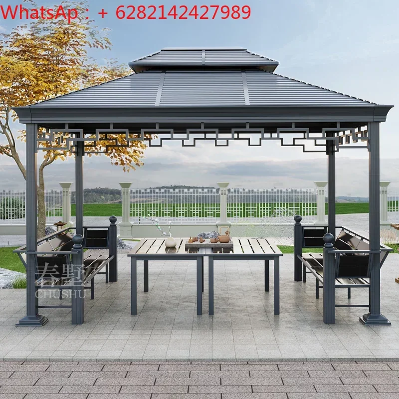 

New Chinese-style outdoor pavilion aluminum alloy tent garden courtyard villa balcony roof outdoor mobile leisure pavilion