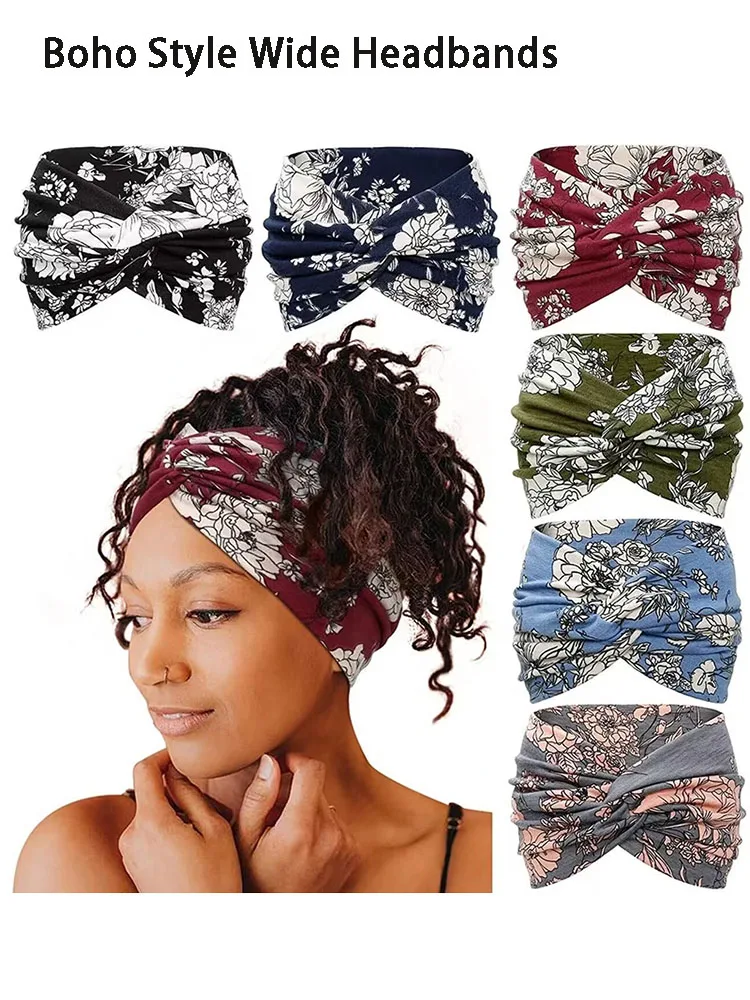 Boho Style larges bandeaux pour femmes Extra Large Turban entraînement bandeau mode Yoga bandes de cheveux torsadé épais cheveux accessoires