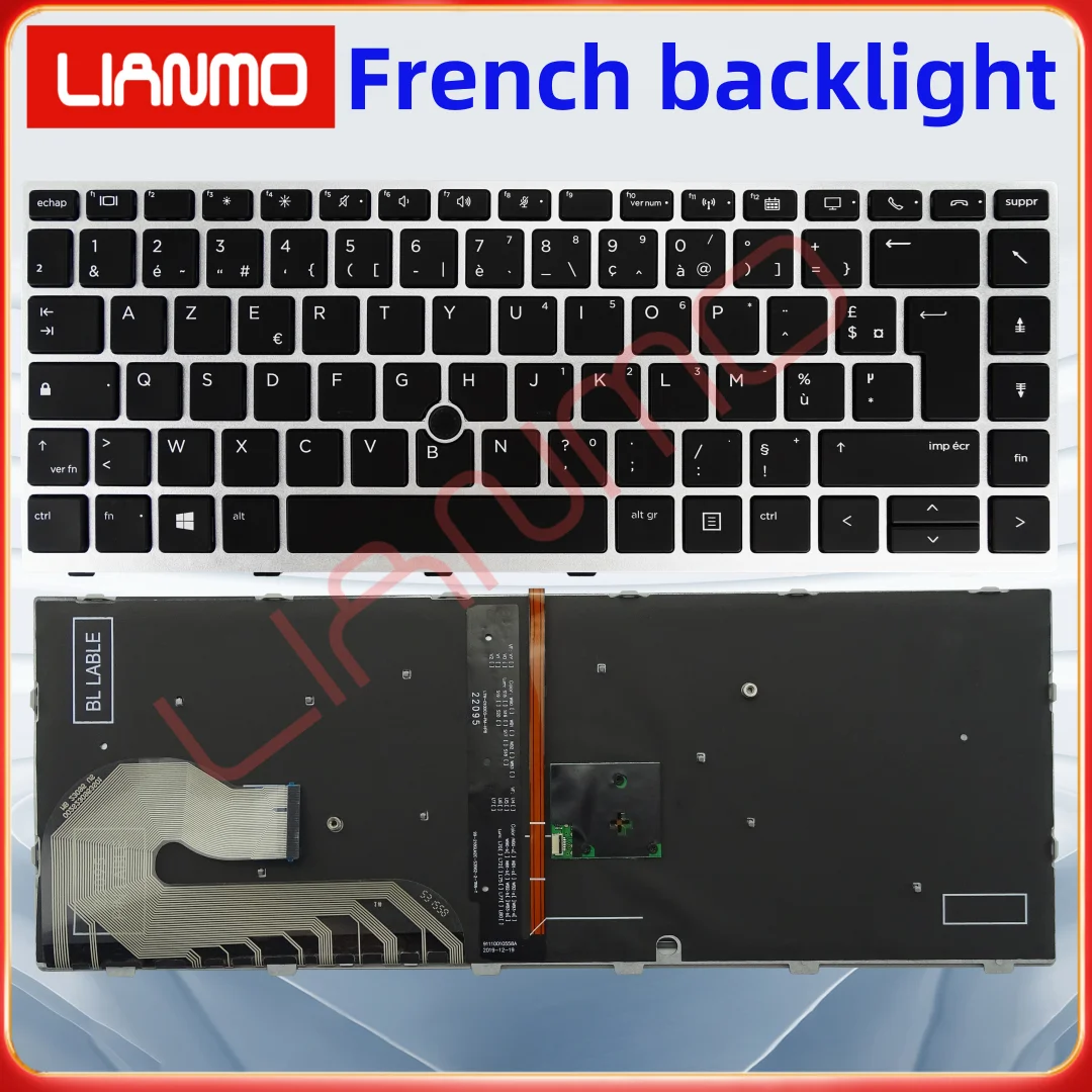 Teclado retroiluminado francés/belga/bulgaro/brasileño/canadiense/franceso/suizo para HP EliteBook 840 G5 846 G5 745 840 G6 14u G5