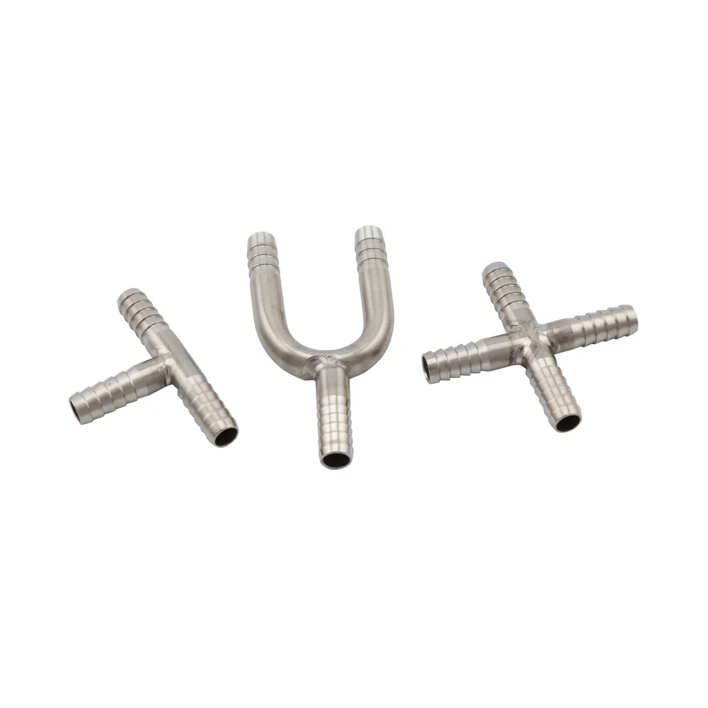 

2pcs/Lot Hose Splicer Type Stainless steel Cross Fitting Four-way Hose Barbed beer hose Connector Fitting Home Brewing