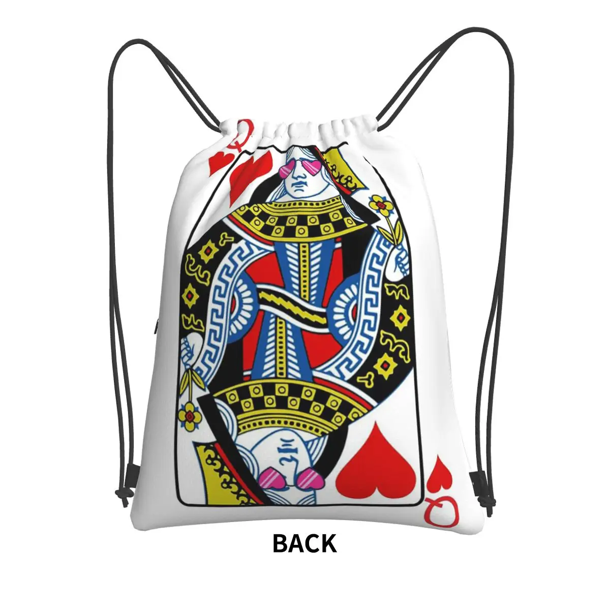 Casino Nights Red Queen Of Hearts Backpacks Multi-function Drawstring Bundle Pocket Storage Bag Book Bags for Travel School