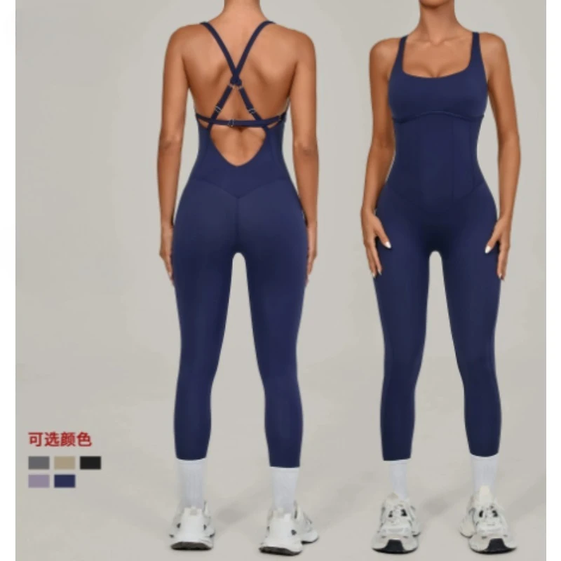 

Adjustable Back Fitnes Women Bodysuits Corset Yoga Set Push Up Gym One Piece Jumpsuit Workout Jumpsuit Female Active Wear