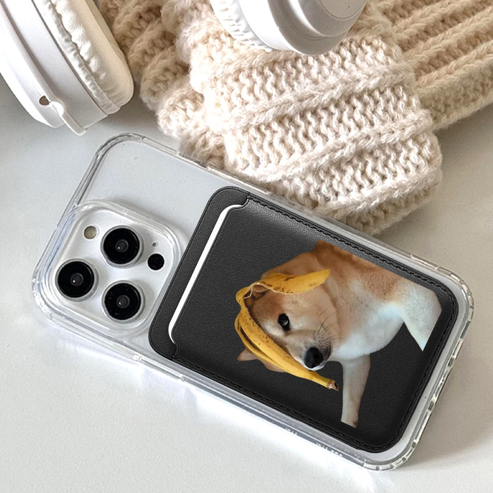 Niedliche Shiba Inu Leder-Kartenhülle für Magnetische Hüllen, Geeignet für alle iPhone Magsafe Karten-Handyhüllen – Detail 4