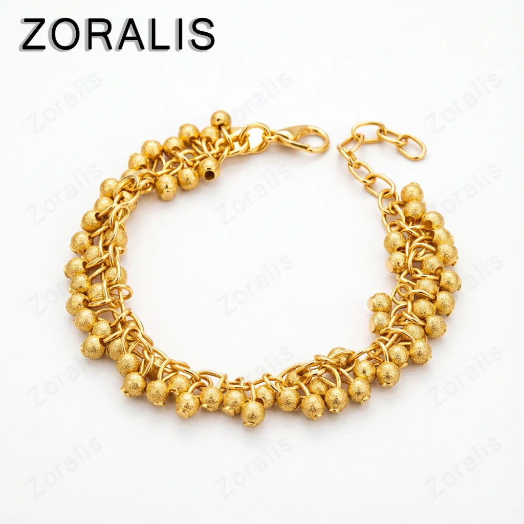New 18K Gold 20cm Full Frosting Matte Beads Chain Bracelets For Woman Party Engagement Wedding Birthday Charm Jewelry