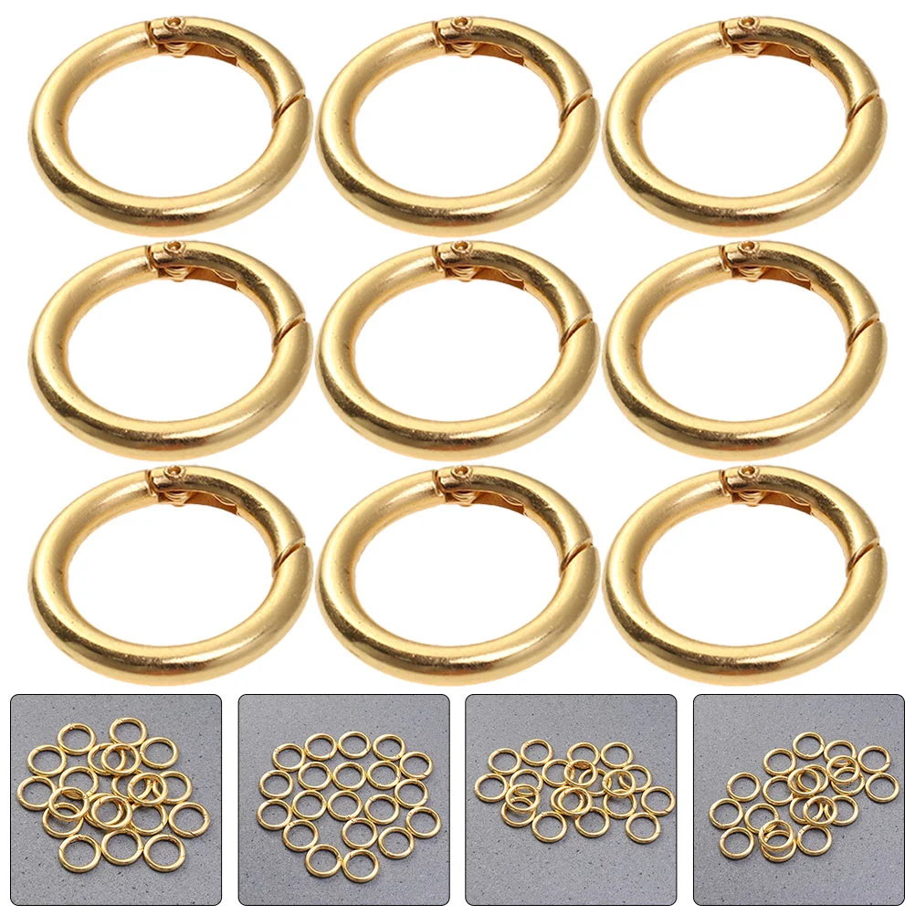 15 Pcs Key Ring Buckle Colored Round Rings Clip Jump Carabiner Zinc Alloy Snap Buckles Chain Hook Jewelry Making Spring Clamps