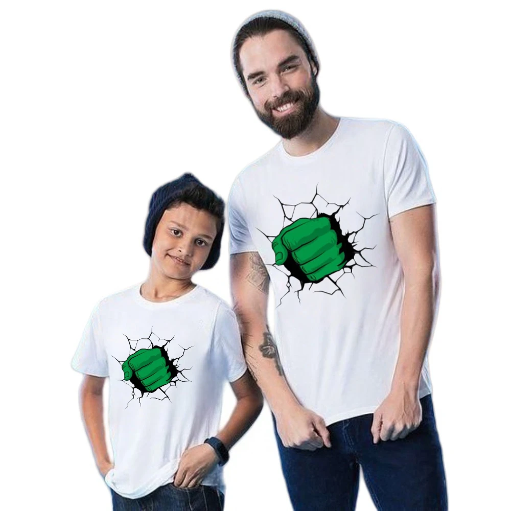 

Хлопковая футболка с принтом «Мстители Халка», лето-осень, одинаковые комплекты для всей семьи, футболка для родителей и детей, футболка унисекс