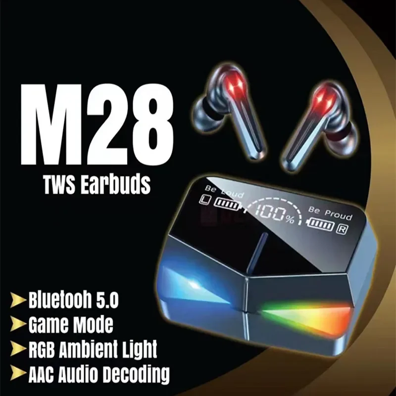 M28 New Bluetooth 5.2 Wireless TWS Earphone Smart Touch Call Headset Waterproof Noise Canceling Headphones for All Smartphones