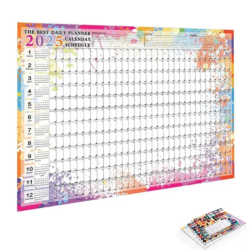 

Calendar Poster For Classroom 2025 Kraft Paper Foldable Wall Calendar Annual Calendar In Landscape Format 365 Days Wall Planner