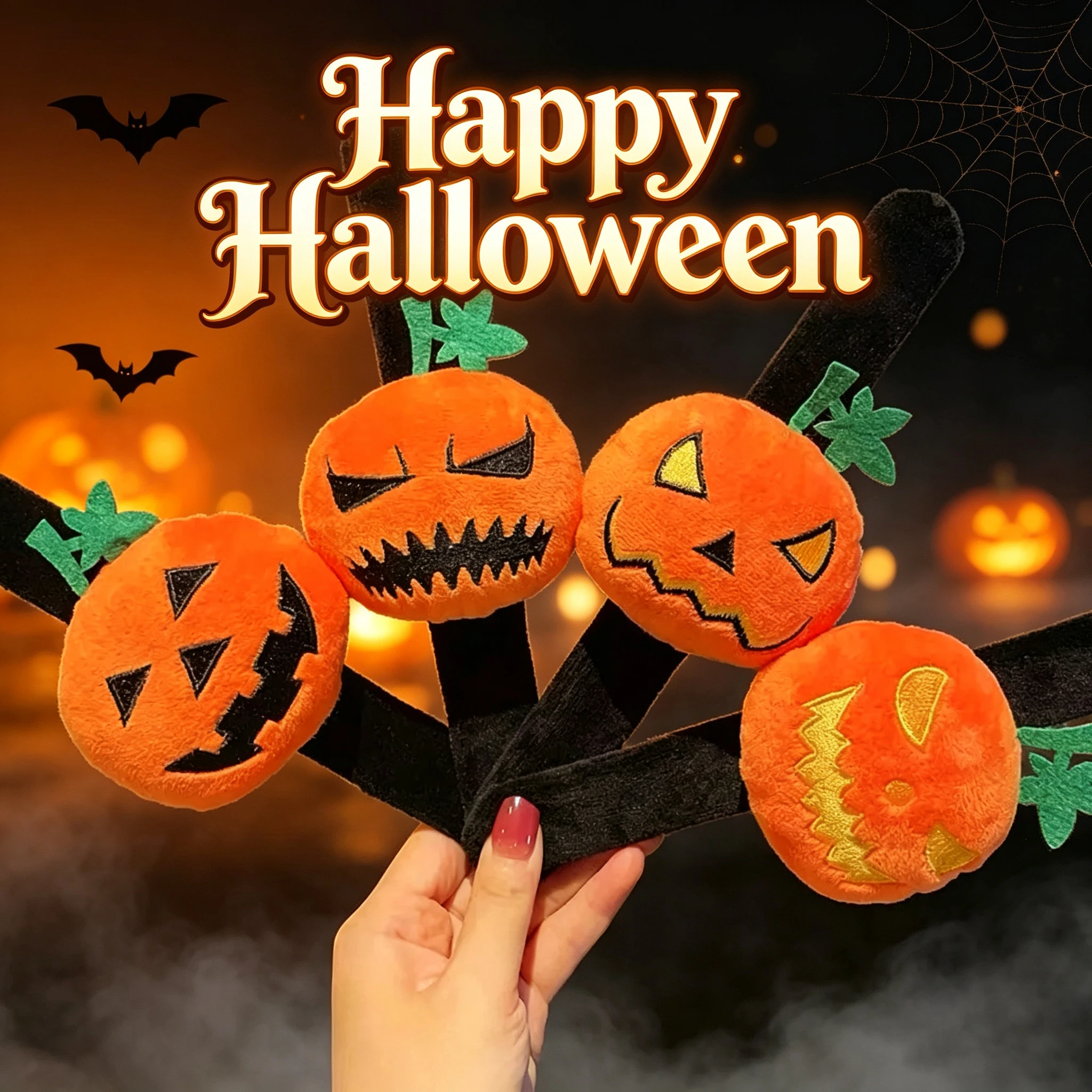 Cute Halloween Pumpkin Devil Headbands Funny Hair Hoops Costume Party Hair Accessory for Women Kids Party Set
