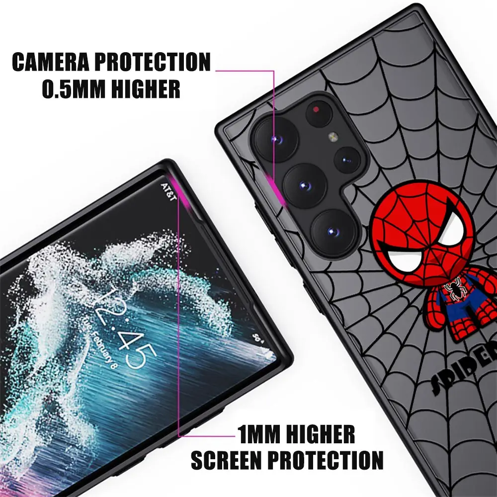 Marvel Hero Matte Clear Fundas per Samsung S23 Ultra Case Galaxy S20 FE S21 S22 Ultra 5G S10 S8 S9 Plus Cover Spider-Man Ironman