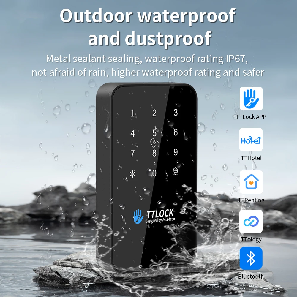 

IP67 NFC Bluetooth биометрический пароль 13,56 МГц кодовый замок клавиатура с приложением TTlock цифровой умный дверной вход электронный замок открывалка