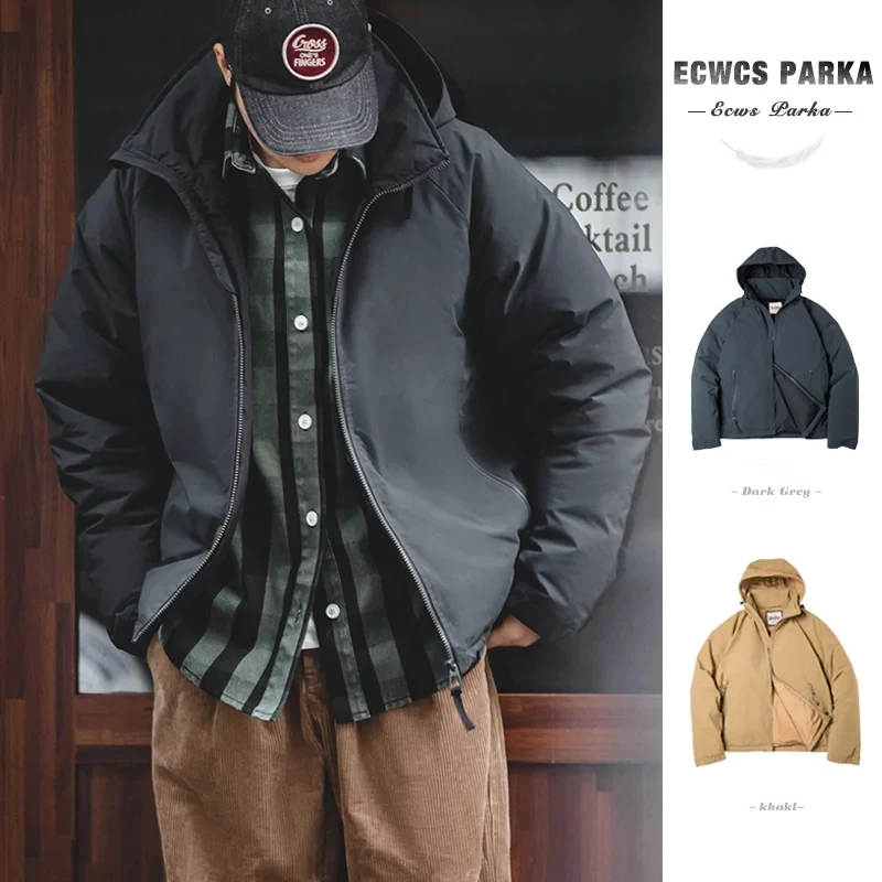 Maden Retro weiße Enten Daunen jacke wind dichte warme Kapuzen jacken Winter Outdoor Mantel dicke Parkas leichter Mantel neu