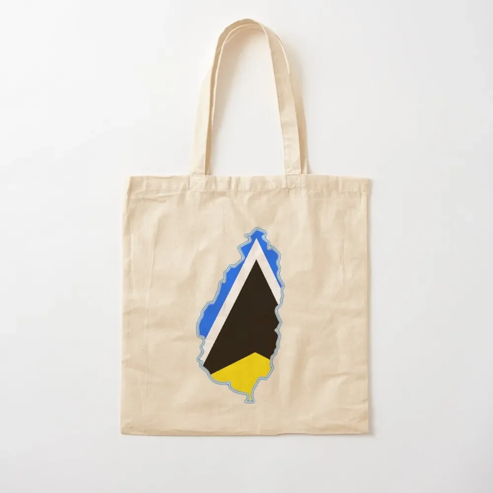 

St Saint Lucia Map with St Lucia Flag Tote Bag shopper bag women canvas Shopper bag Custom tote screen