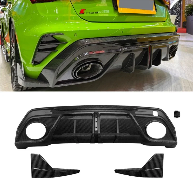 

Dry Carbon Fiber SQ-V1 Style Rear Diffuser with Splitters Canards for Audi RS3 8Y 2025+