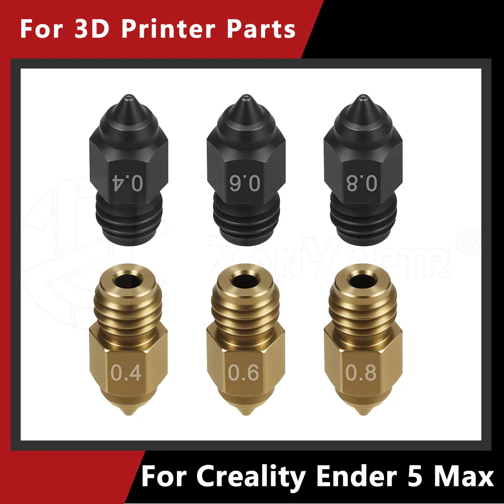 

Насадка Hotend для Creality Ender 5 Max, латунная насадка из закаленной стали 0,4 мм 0,6 мм 0,8 мм для 3D-принтера, сменные аксессуары