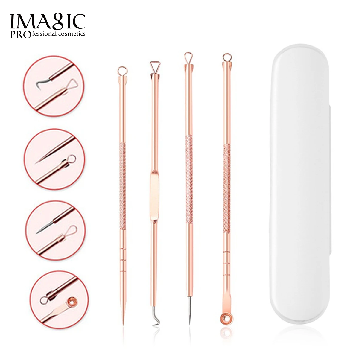 

IMAGIC 4Pc/Set Stainless Acne Blackhead Set Removal Needles Black Spots Pore Cleanser Beauty Cleaner Beauty Face Skin Care Tool