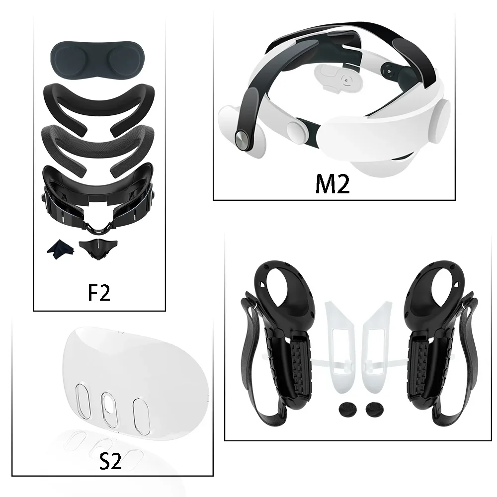 메타 퀘스트 3 용 헤일로 스트랩, 조절식 페이셜 인터페이스, PU 가죽 마스크, 실리콘 컨트롤러 커버, 퀘스트 3 용 액세서리