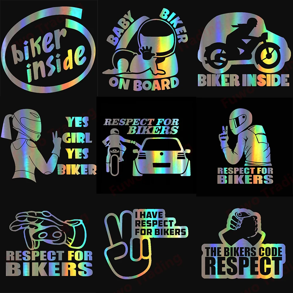 Fuwo Trading Car Sticker Creativity Fashion Respect for Bikers Vinyl Reflective Funny Motorcycle Decals Styling Sunscreen PVC