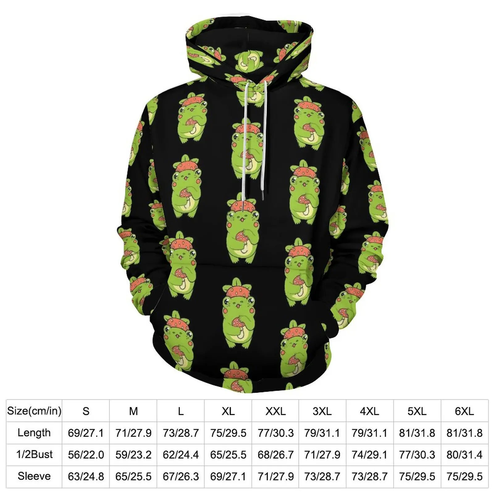 Kawaii Frog Hoodies Animal Strawberry Streetwear Casual Hoodie Long Sleeve Aesthetic Custom Sweatshirts Big Size 5XL 6XL