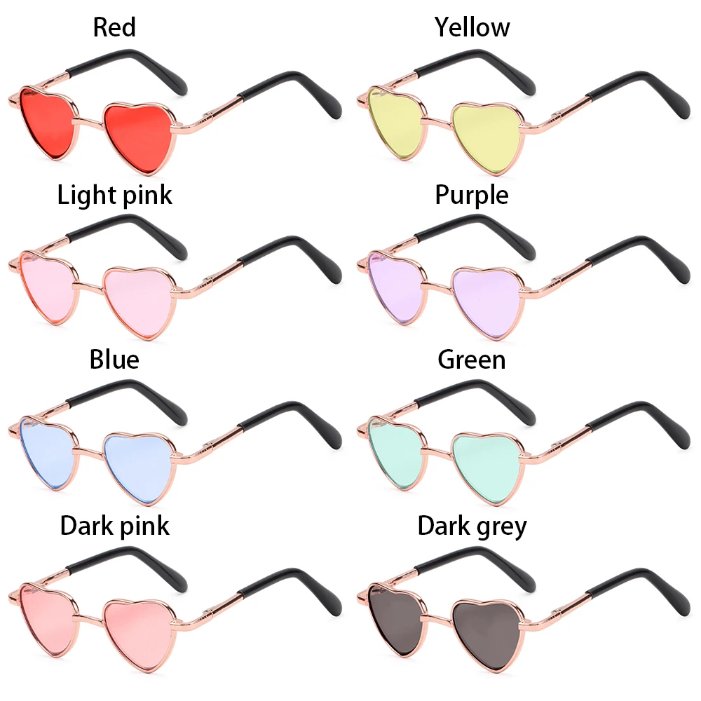 Vintage Doll Sunglasses For Doll Accessories Heart Metal Glasses Photo Prop Pet Glasses Toy 9.5cm Miniature Doll Sunglasses