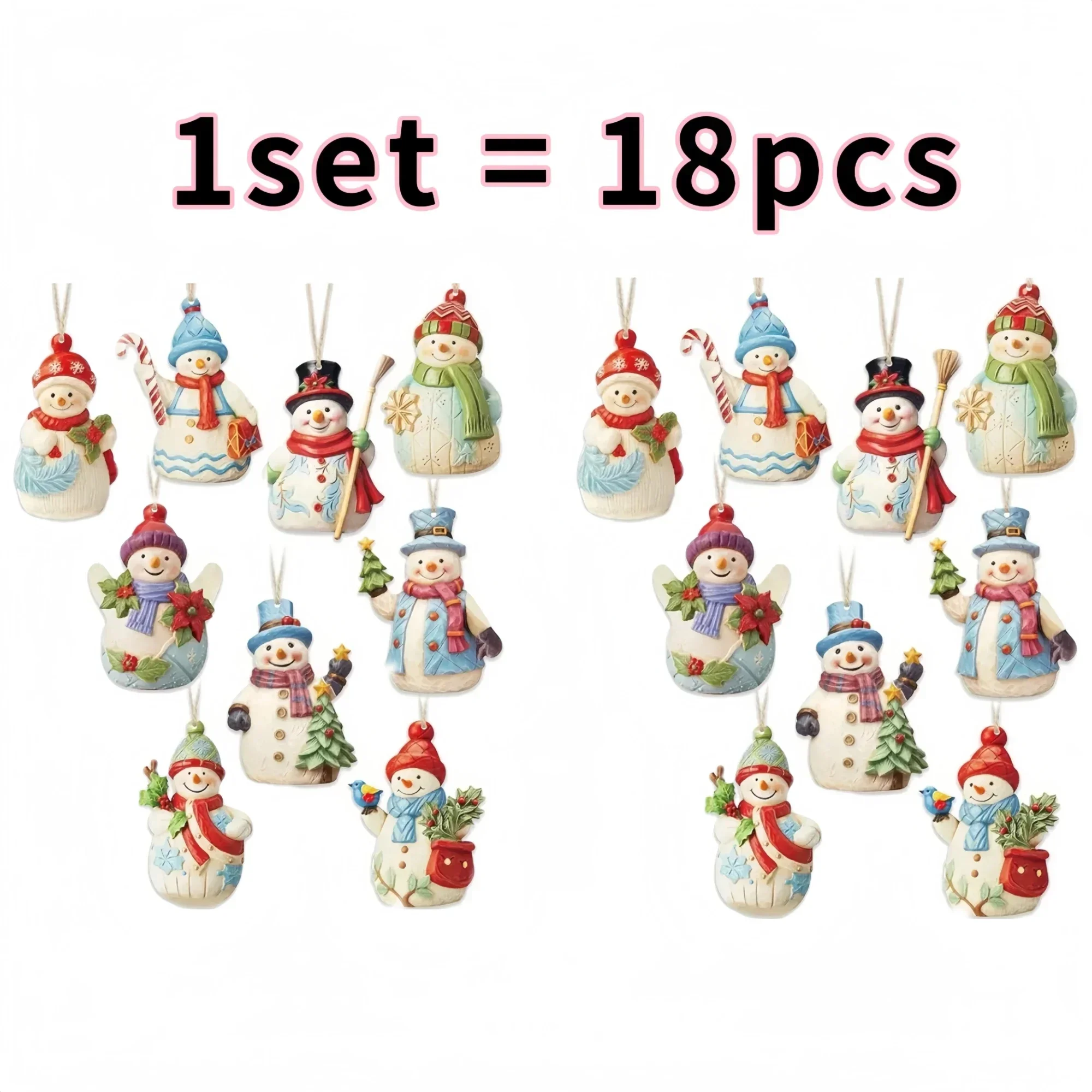 Wooden Christmas snowman pendant,Christmas tree decoration set