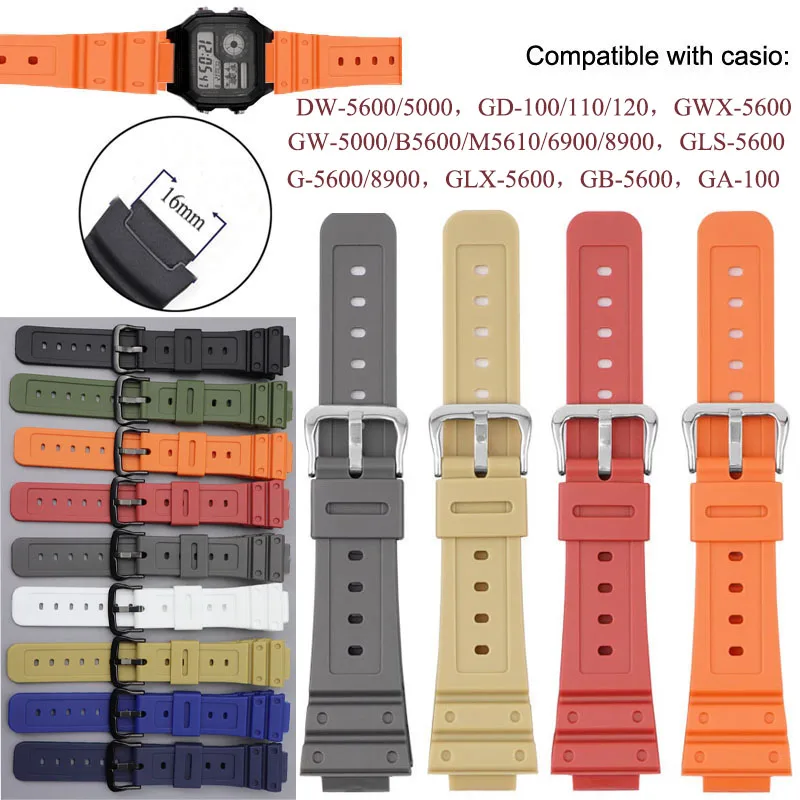 Silicone Rubber Strap for Casio G-SHOCK DW-5600 GW-M5610 GW-B5600 GA-2100 9052 5600 6900 Series TPU Men Replacement Watch Band